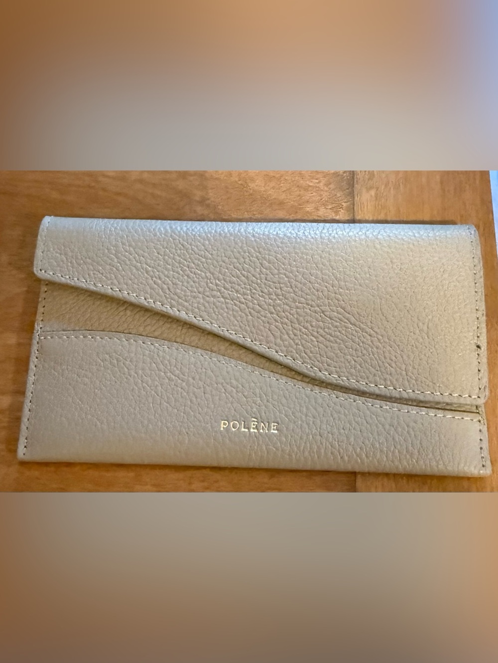 Polène Paris Taupe Leather Card Holder Wallet